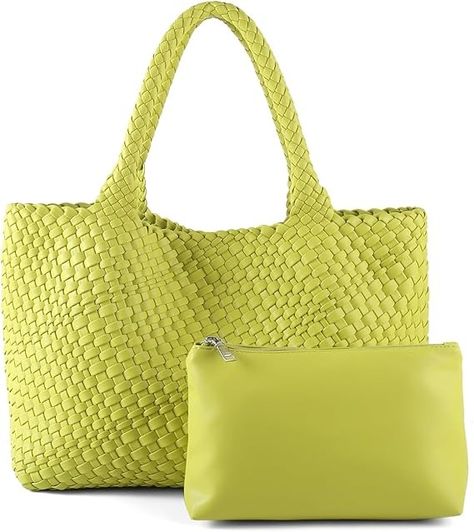 Amazon.com: Woven Bag for Women，Vegan Leather Handwoven Tote Bags with Purse Shopper Bag Large Shoulder bag (Green) : Clothing, Shoes & Jewelry Green Clothing, Woven Tote Bag, Leather Shoulder Handbags, Bag Green, Large Shoulder Bags, Travel Tote, Beach Tote Bags, Beach Tote, Woven Bag