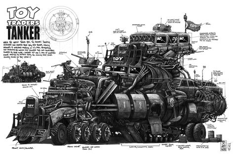 ArtStation - Toy Traders War Tanker, Shane Molina Shane Molina, Dieselpunk Vehicles, Apocalypse World, Post Apocalyptic Art, Car Max, Apocalypse Art, Cool Car Drawings, Mad Max Fury Road, Concept Car Design