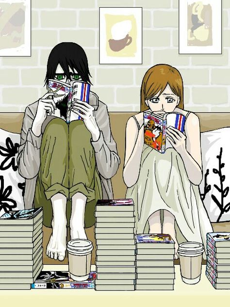 Ulquiorra Orihime, Bleach Ulquiorra, Ulquiorra Schiffer, Bleach Orihime, Ulquiorra And Orihime, Bleach Couples, Ulquiorra Cifer, Reading Manga, Byakuya Kuchiki