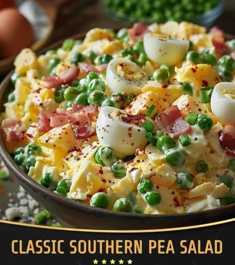 Diabetic Sweets and Snacks | Classic Southern Pea Salad 🥓 | Facebook Southern Pea Salad, Canned Peas, Cajun Recipes Authentic, Carb Free Recipes, Pea Salad Recipes, Chef Gordon Ramsay, Mama Recipe, Salad Dishes, Pea Salad