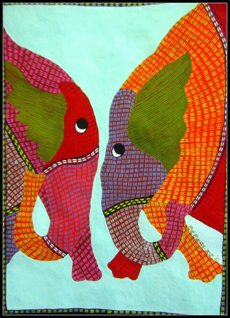 Gond Art Paintings, Paintings Simple, Gond Art, Gond Painting, Kalamkari Painting, Rock Painting Ideas Easy, Blue Abstract Art, Indian Folk Art, Easy Doodle Art