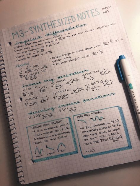 AP Calc AB Notes Inspiration :) #notes #notestagram #cutenotes #diy #tips #motivation #inspiration #study #studygram #aesthetic #studying #blue #academia #highschool #college #notetaking #mildliner #studywithme Ap Calc Ab Notes, Abm Strand Notes, Blue Maths Aesthetic, High School Notes Organization, Aesthetic Study Guide, Abm Strand, School Note Ideas, School Notes Organization, High School Notes