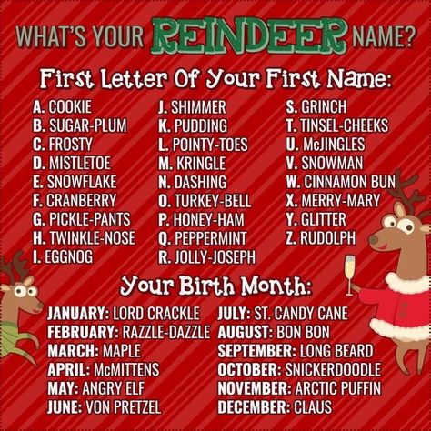 Kindergarten and Mooneyisms: What's Your Reindeer Name? Christmas Name Generator, Funny Name Generator, Facebook Engagement Posts, Reindeer Names, Handwritten Text, What's Your Name, Facebook Engagement, Christmas Names, Engagement Posts