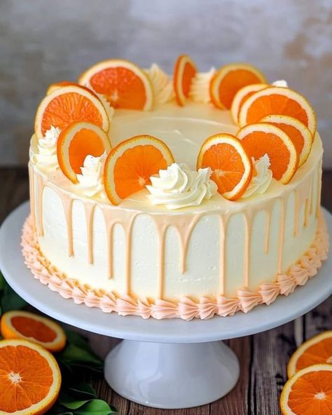 Cake Lover 💞💓 | Here's a delicious recipe for Orange Creamsicle Cake: | Facebook Orange Icing Cake, Orange Theme Birthday Cake, Little Cutie Cake Ideas, Orange Theme Cake, Orange Cake Icing, Orange Decorated Cake, Orange Color Cake Birthday, Orange Sunshine Cake, Orange Creamsicle Birthday Cake