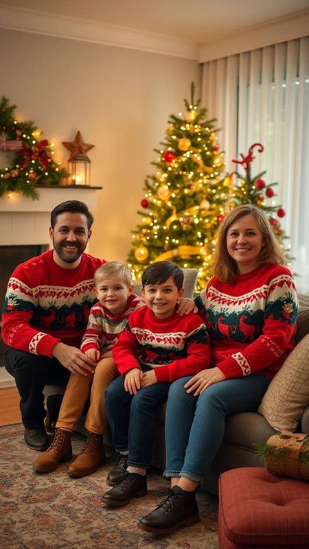 7 Classic Family Christmas Outfits for Pictures Matching Christmas Sweaters Families, Christmas Sweater Family Pictures, Outfits For Pictures, Family Christmas Jumpers, Festive Christmas Outfit, Family Christmas Pictures Outfits, Matching Christmas Sweaters, Christmas Pictures Outfits, Family Christmas Outfits