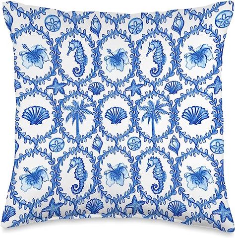 Coastal Granddaughter By Kiki Coastal Granddaughter Coconut Girl Preppy Hawaiian Print Throw Pillow, 16x16, Multicolor Girls Pillows, Coastal Granddaughter, Coastal Grandmother, Preppy Aesthetic, Star Images, Coconut Girl, Hawaiian Print, Hibiscus Flowers, Printed Throw Pillows