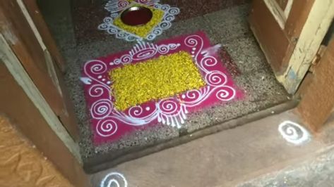 Little baby welcome in home decoration. Baby Welcome Rangoli, Welcome Rangoli, Rangoli Flower, Baby Welcome, Rangoli Simple, Daily Rangoli, Flower Rangoli, Rangoli Design, Simple Rangoli