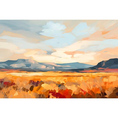 Santa Fe Mountains Painting New Mexico Landscape Abstract Panoramic Art Print Mountain Valley Poster Flowers Field Wall Art Nature Artwork Abstract Oil Painting Landscape, Santa Fe Landscape, New Mexico Paintings, New Mexico Landscape Painting, Poster Ideas Graphic Design, New Mexico Mountains, Mountain Sunset Painting, Art Inspiration Landscape, Mexico Mountains