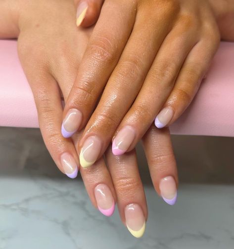 30+ Pastel French Tip Nail Ideas for Your Next Mood-Lifting Manicure Pastel French Tip Nails, Pastel French Tip, Tip Nail Ideas, French Tip Nail Ideas, Pale Nails, Colored French Tips, Rounded Acrylic Nails, Pink French Manicure, Pastel Nail Art