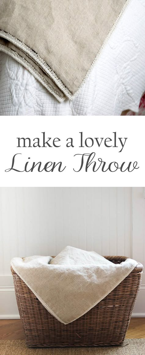 A Linen Throw for the Warmer Months Linen Crafts Diy Projects, Linen Diy Projects, Simple Gifts To Sew, Sewing Projects For Teens, Bee Sewing, Linen Projects, Diy Throw Blankets, Diy Throws, Handmade Presents