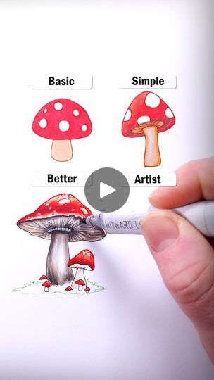 How to Draw - Easy Toadstool Art - Tips & Tricks | Hypnotizing 😍😍 #drawing #sketching #art | By Howard Lee | Facebook Toadstool Drawing, How To Draw Mushrooms, Mushroom Drawing Ideas, Toadstool Art, Howard Lee, Big Mushroom, Stairs Wall, Sketching Art, Draw Easy