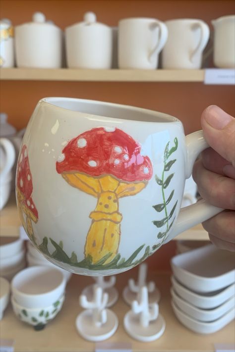 Paint a mushroom mug at Crock A Doodle! www.crockadoodle.com Pottery Painting Ideas Mushroom, Paint A Mushroom, Crock A Doodle, Mushroom Pottery, Pottery Painting Ideas, Pottery Painting, Painting Ideas, Stuffed Mushrooms, Doodles