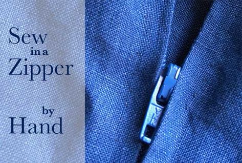 How to Sew in a Zipper by Hand – The Daily Sew Sew Zipper Tutorial, Applique By Hand, Hem By Hand, Sewing Zippers, Sew Applique, Hand Ideas, Diy Ripped Jeans, Zipper Face, Fix Clothing