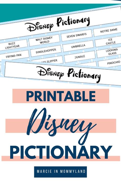 Unleash the fun with this free Disney Pictionary game printable! Perfect for family game night, this printable includes iconic Disney characters and objects to keep the whole family entertained for hours. Disney Games For Adults, Disney Games For Kids Activities, Disney Movie Night Printables, Disney Pictionary, Disney Trivia Questions And Answers For Kids, Pictionary Word List, Disney Themed Games, Disney Party Games, Pictionary Words