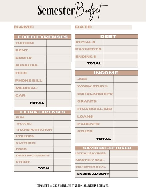 Budgeting in college can be difficult but its helps having a tracker sheet that you can physically track every single semester Student Saving Plan, Monthly Budget College Student, Budget Plan For College Student, Budgeting Finances College Student, College Student Saving Plan, How To Budget College Student, Budgeting For University Students, Budgeting In College, Budgeting For Students