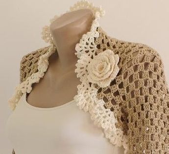 Crochet Shrug Bolero, Bolero Pattern, Gilet Crochet, Confection Au Crochet, Crochet Wedding, Crochet Bolero, Crochet Shrug, Crochet Jacket, Crochet Vest