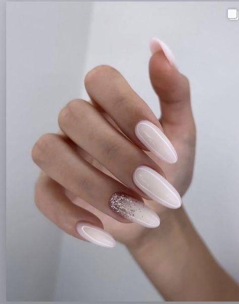 Teen Nails, Milky Nails, Pink Glitter Nails, Ombre Acrylic Nails, Nails Now, Pink Acrylic Nails, Oval Nails, Neutral Nails, Elegant Nails