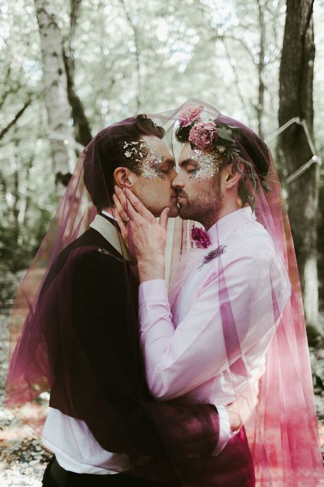 Nonbinary Wedding, Autumn Wedding Inspiration, Pagan Wedding, Ethical Wedding, Queer Weddings, Men's Tuxedo, Eclectic Wedding, Lgbt Wedding, Picnic Wedding