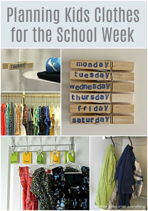 Tips and Ideas for Planning Kids Clothes for the School Week Organize Kids Clothes For The Week, 5 Day Clothes Organizer Ideas, Organize Outfits For The Week, Kids Weekly Clothes Organizer, Kids School Clothes Organization, Weekly Outfit Organizer, Weekly Clothes Organizer, Austin Christmas, School Clothes Organization