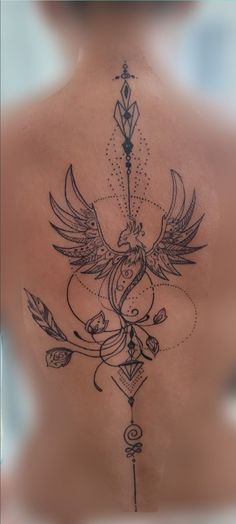 Tato Phoenix, Phoenix Tattoo Feminine, Small Phoenix Tattoos, Tato Minimal, Tattoos Geometric, Spine Tattoos For Women, Tattoos For Black Skin, Pretty Tattoos For Women, Classy Tattoos