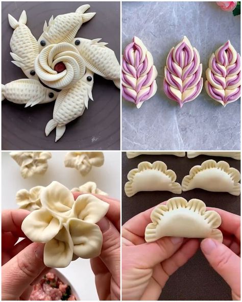 Our favorite dough folds 🥰 | dough | Our favorite dough folds 🥰 | By MetDaan Discovery | Facebook | Did you miss our food art videos? Well, today we're back with some amazing dough folding techniques. Making a lovely flower next. Amazing result. You name it this one. The filling can be any of your choices. Giving some colours to it. Absolutely amazing. Folding the dough in a bird shape. Lovely indeed. Join us for some more ideas. Dough shaping is always so fun. It just takes some practice to p Dough Folding Techniques, Dough Art Recipe, Dough Shapes Ideas, Food Art Videos, Dough Design, Fish Cooking, Bread Designs, Pastry Design, Folding Techniques