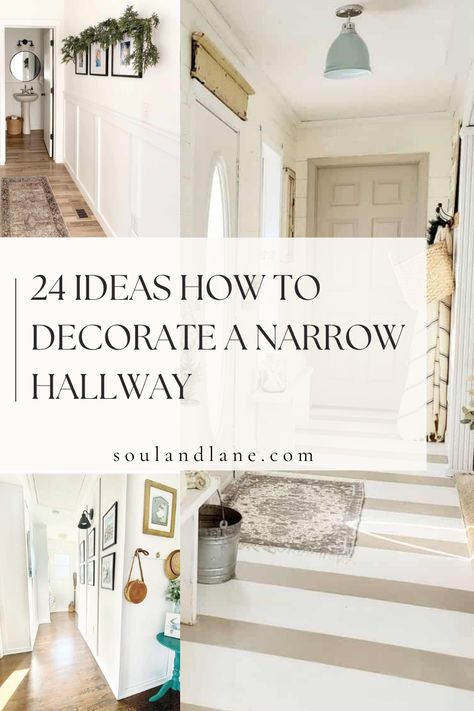 Transform your narrow hallway into a stylish and welcoming space with a variety of decorating ideas. Explore clever layouts and design solutions that maximize the potential of limited space. Click through to discover ideas that will make your hallway feel spacious and inviting. How To Decorate A Long Hallway, Decorate A Narrow Hallway, Long Hallway Decorating Ideas, Long Hallway Wall Decor Ideas, Decorating Long Hallway, Long Narrow Hallway Ideas, Decorating A Narrow Hallway, End Of Hallway Decor, California Style Decor