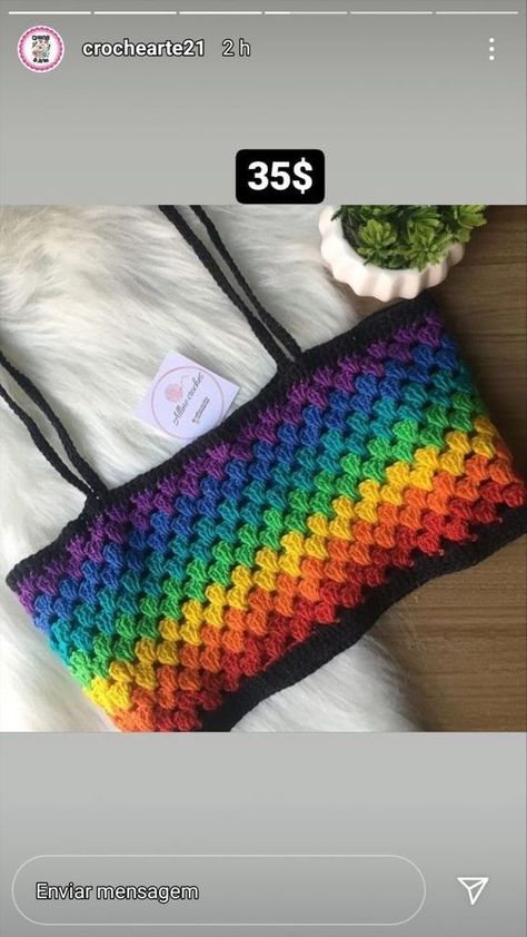 I recommend one size more than usual it is excellent👌 Pride Crochet, Top A Crochet, Crochet Bra, Crochet Knit Stitches, Mode Crochet, Knitting Machine Projects, Crochet Business, Rainbow Crochet, Crochet Fashion Patterns