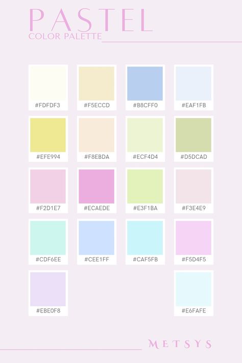 Cute Color Palettes Pastel, Pastel Hex Codes, Ice Cream Color Palette, Pastel Colors Palette, Color Palette Pastel, Color Palette Aesthetic, Palette Aesthetic, Light Pastel Colors, Hex Color