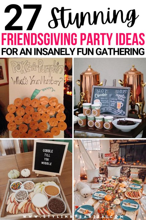 friendsgiving party ideas Friendsgiving Sleepover Ideas, Ideas For Friendsgiving Dinner, Friendsgiving Scavenger Hunt, Thanksgiving Girls Night Ideas, Girls Friendsgiving Ideas, Work Thanksgiving Party, Friendsgiving Theme Ideas Decor, Thanksgiving Theme Party Ideas, Friendsgiving Color Palette