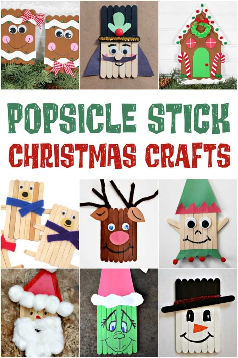 These super cute Popsicle Stick Crafts for Christmas are a great way to have a fun day of holiday crafting. Santa Popsicle Stick Craft, Holiday Popsicle Stick Crafts, Popsicle Christmas Trees, Christmas Popcical Stick Crafts, Popsicle Stick Elf, Christmas Crafts For Kids Using Popsicle Sticks, Lollipop Stick Christmas Decorations, Easy Popsicle Stick Christmas Crafts, Snowman Popsicle Stick Craft