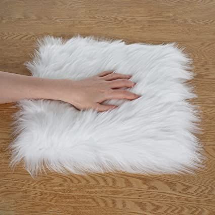 Molain Faux Fur Chair Pad Faux Fur Rugs 12 inch Square Cover Seat Fuzzy Cushion Carpet Mat Soft Fluffy Area Rug Couch for Living Bedroom Sofa, Photographing Background (White) Small Fuzzy Rugs, White Fluffy Chair, Faux Fur Chair, Locker Rugs, Faux Fur Rugs, Fluffy Area Rug, Fur Chair, Fur Rugs, Fuzzy Rug