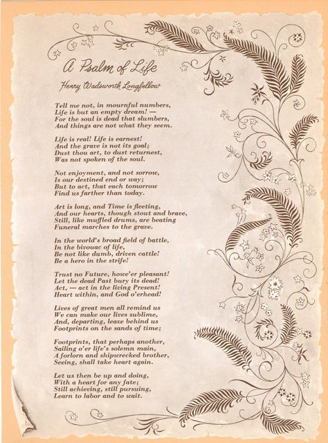 A Psalm of Life - Tell me not in mournful numbers, Life is but an empty dream… A Psalm Of Life, Psalm Of Life, Henry Wadsworth Longfellow, Poetic Words, Vintage Art Print, Literature Quotes, Writing Poems, Sister Quotes, Poetry Words