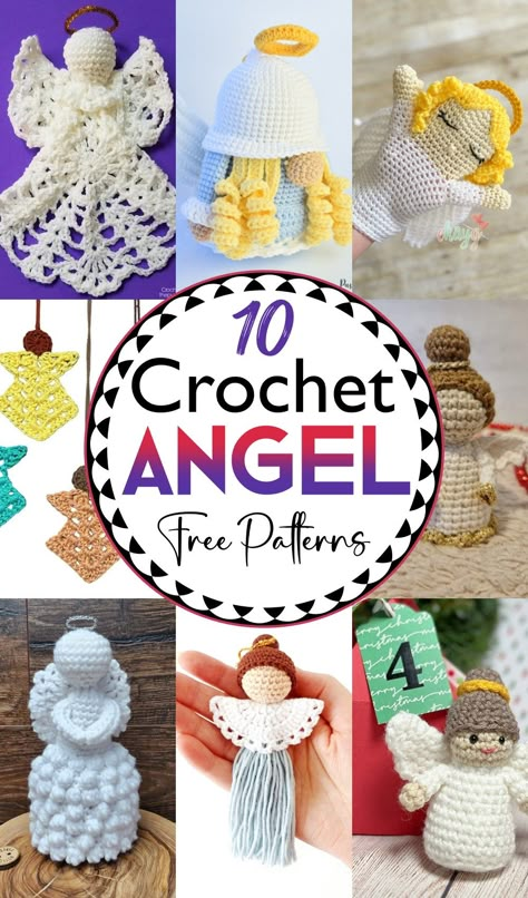 10 Free Crochet Angel Patterns To Make Divine Figures - Clairea Belle Makes Crochet Angel Wings Applique Free Pattern, Angel Ornaments To Make Free Pattern, Crochet Pattern Angel Free, Crocheted Angel Ornaments Free Pattern, Crocheted Angel Ornaments, Christmas Crochet Angel Free Pattern, Free 1 Hour Crochet Patterns, Free Crochet Angel Patterns In English, Crochet Virgin Mary Free Pattern