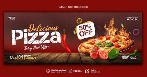 Facebook cover post banner template for ... | Premium Psd #Freepik #psd #offer #discount #pizza #website-banner Shop Banner Design Ideas, Pizza Banner, Party Banner Design, Cover Post, Menu Pizza, Restaurant Social Media, Fast Food Menu, Pizza Burgers, Free Banner