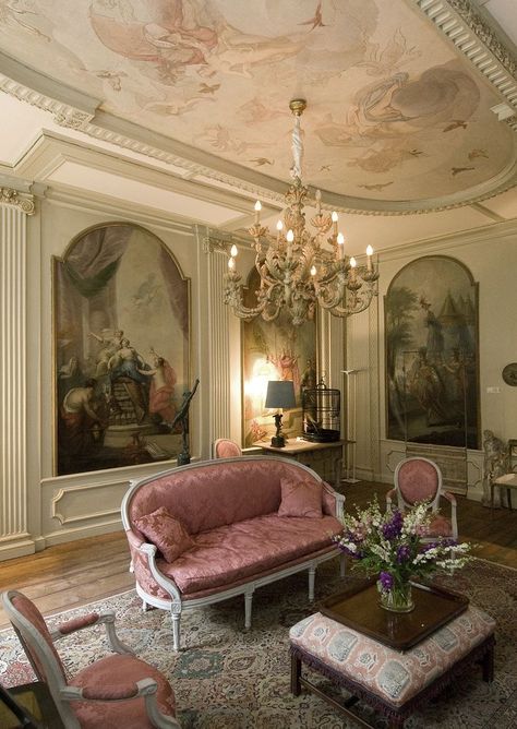 Rococo Room, Old Money House, Migratory Birds, Elegant Living Room, Painted Ceiling, Elegant Living, Dream House Interior, Dream Apartment, House Room