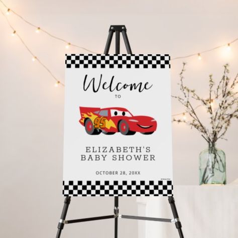 $46.80 | Cars Lightning McQueen Baby Shower Welcome #disney cars, lightning mcqueen, disney pixar, cars movie, cars baby shower, cars movie baby shower, race car, cars and trucks, boy baby shower, race baby shower Lightning Mcqueen Baby Shower Theme, Cars Themed Baby Shower Ideas, Cars Theme Baby Shower Boys, Cars Baby Shower Theme Disney, Cars Baby Shower Theme, Kylie Baby Shower, Disney Cars Theme, Cars Lightning Mcqueen, Baby Shower Treats