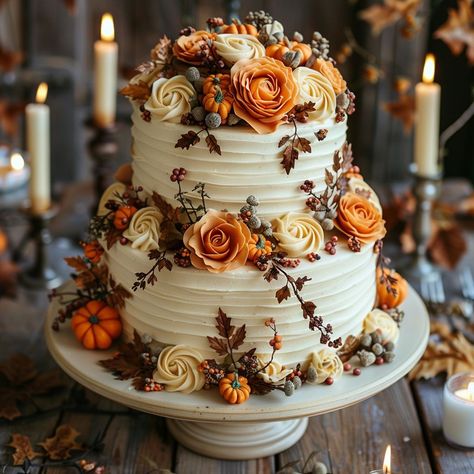 Fall Engagement Cake, Fall Birthday Cakes For Women, Fall Theme Birthday Cake, Decorating Cheesecake, Autumn Birthday Cake, Maple Leaf Cake, Dumpling Party, Autumn Cakes, Fall Leaf Cake