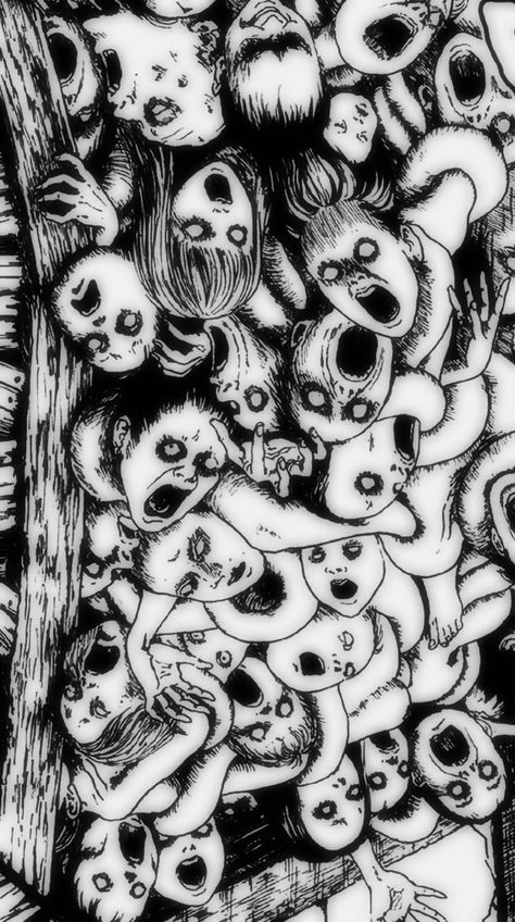 J Horror, Tomie Junji Ito, Horror Drawing, Creepy Drawings, Japanese Horror, Goth Wallpaper, Junji Ito, Dark Art Illustrations, Arte Inspo