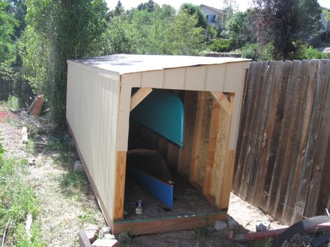 Test fitting the boats Kayak Shed, Canoe Stand, Kayak Storage Ideas, Diy Kayak Storage, Boat Rack, Sup Storage, Kayak Storage Garage, Canoe Storage, Canoe Rack