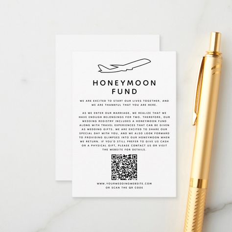 Honeymoon Fund Digital Wedding Registry QR Code Enclosure Card Honeymoon Fund, Digital Weddings, Wedding Registry, Enclosure Cards, Qr Code, Special Day, Our Wedding, Wedding Gifts, Wedding Decorations