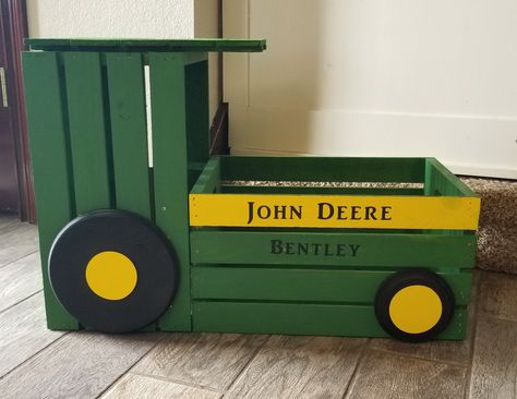 Tractor Toy Box Diy, Toy Box Diy, Tractor Toy Box, John Deere Bedroom, Farm Room, Tractor Birthday Party, Tractor Birthday, Farm Toys, Box Diy