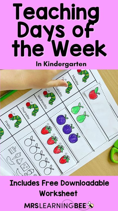 Teaching kindergarten students the days of the week is an essential foundational skill as students develop an understanding of the concept of time and establish daily routines. In this blogpost, we'll be sharing a whole lot of different activities which you can use with young students to help them name and order different days of the week. Keep reading for a variety of free printable worksheets and fun learning activities for learning the days of the week! Calendar Worksheets Kindergarten, Days Of The Week Crafts Preschool, Days Of The Week Activities For Kids, Days Of The Week Free Printables, Days Of The Week Activities Preschool, Days Of The Week Worksheet Preschool, Days Of Week Printable, Teaching Days Of The Week, Days Of The Week Printables