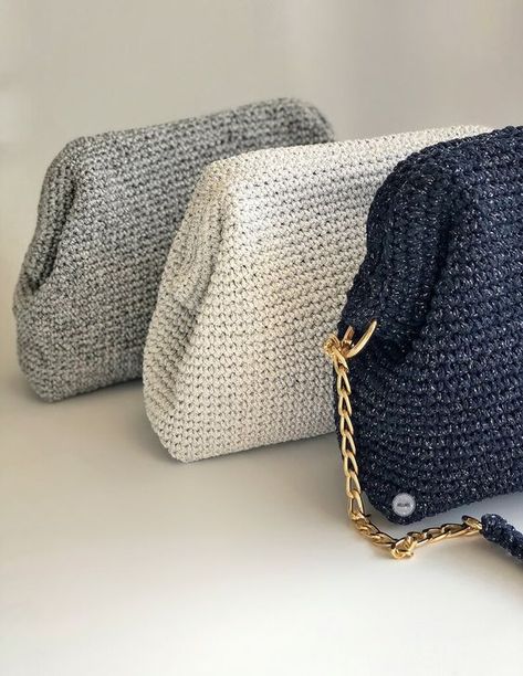 Handbags Crochet, Fancy Handbags, Clutch Bag Pattern, Raffia Clutch, Crochet Clutch Bags, Macrame Yarn, Sparkle Yarn, Handmade Crochet Bags, Luxury Clutch