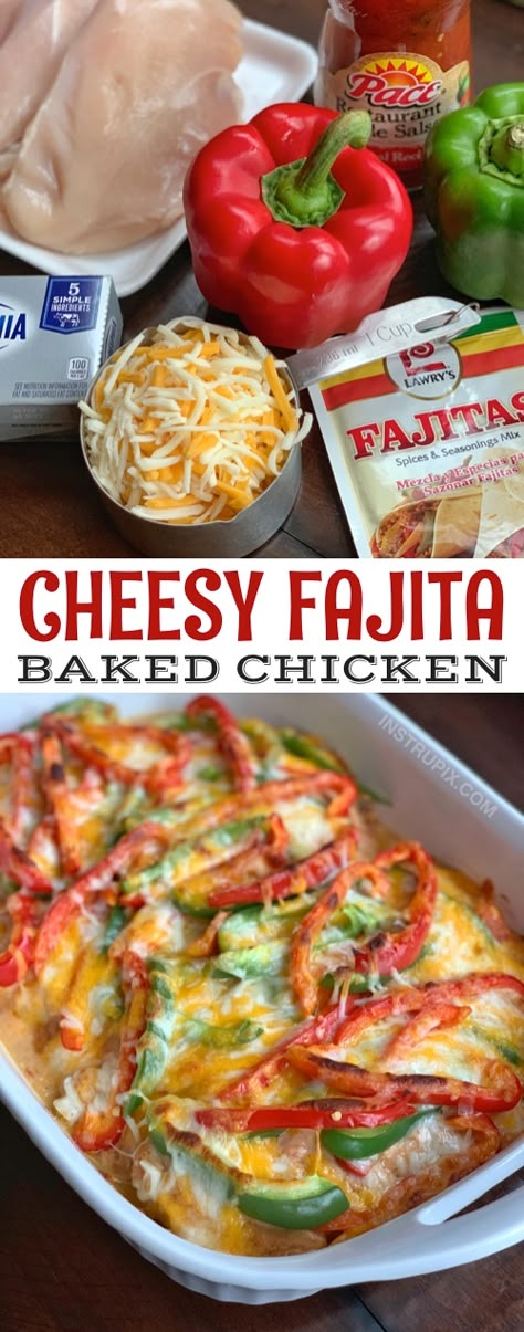 Baked Fajita Chicken, One Pan Dinner Recipes, Fajita Chicken, Baked Chicken Fajitas, Oven Baked Chicken Breasts, Chicken Breast Recipes Baked, Diner Recept, Quick Chicken, Baked Chicken Breast