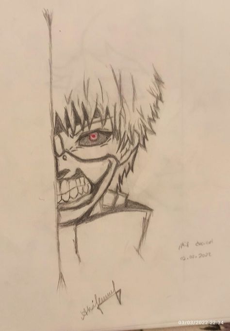 Kaneki Ken from half-face drawings. "Every weak person can turn into the strongest monster" -Ken Kaneki Anime Half Face Drawing, Ken Drawing, Kaneki Ken Drawing, Half Face Drawing, Kakashi Drawing, Tokyo Ghoul Drawing, Simple Face Drawing, Sketch Images, Simple Anime