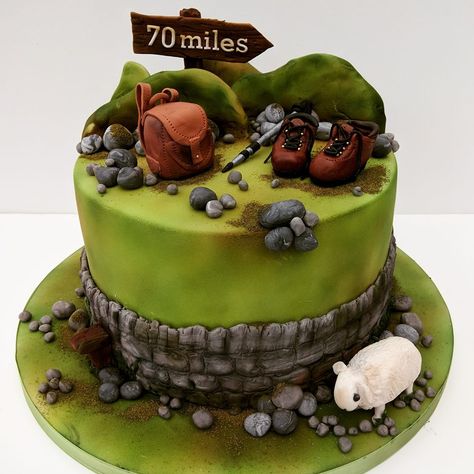 Hill Walking in Wales Walking Cake, Camping Cake, Nature Cake, Mountain Cake, Bolo Sonic, Sheep Cake, Camping Cakes, Coquille St Jacques, 70th Birthday Cake