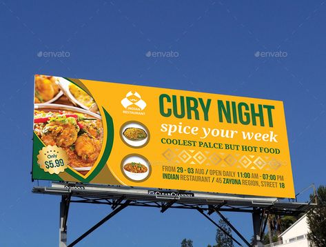 Indian Restaurant Advertising Bundle Template #Restaurant, #Indian, #Advertising, #Template Billboard Template, Advertising Template, Food Stall Design, Restaurant Indian, Template Restaurant, Flex Banner Design, Restaurant Advertising, Poster Template Free, Banner Design Inspiration