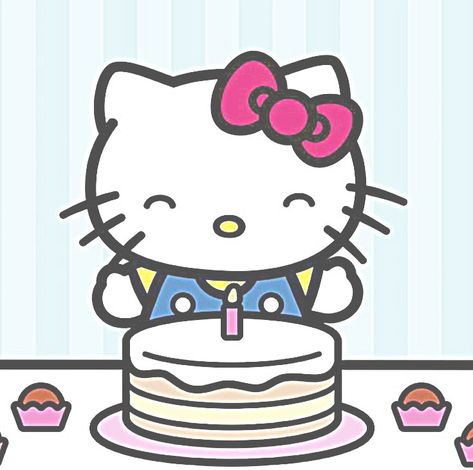 Hello Kitty Birthday Drawing, Cutesy Emoji, Hello Kitty Cumpleaños, Hello Kitty Bday, Happy Birthday Hello Kitty, Hello Kitty Happy Birthday, Birthday Pfp, Happy Birthday Painting, Baking Wallpaper