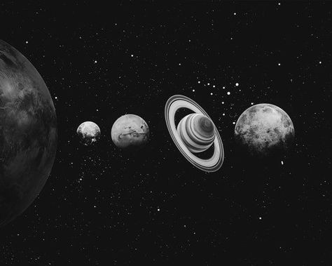 Wall Posters Horizontal, Computer Wallpaper Vintage, Lap Top Wallpaper, Solar System Wall Art, Galaxia Wallpaper, Black Landscape, Black And White Horizontal, Solar System Print, Wallpaper Notebook