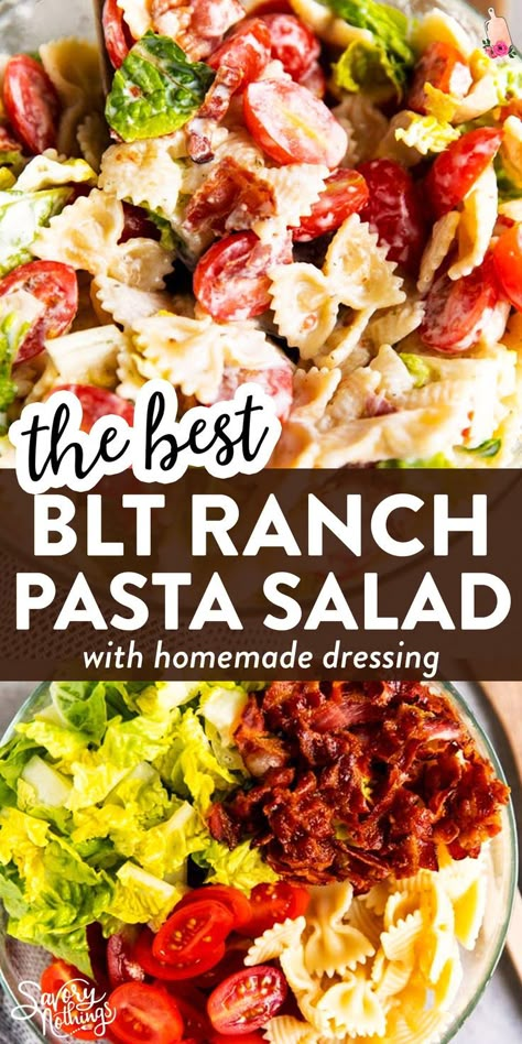 Homemade Ranch Salad Dressing, Salad Pasta Recipes, Best Blt, Classic Blt Sandwich, Easy Italian Pasta Salad, Blt Pasta Salad, Potluck Salad, Grilled Side Dishes, Blt Pasta